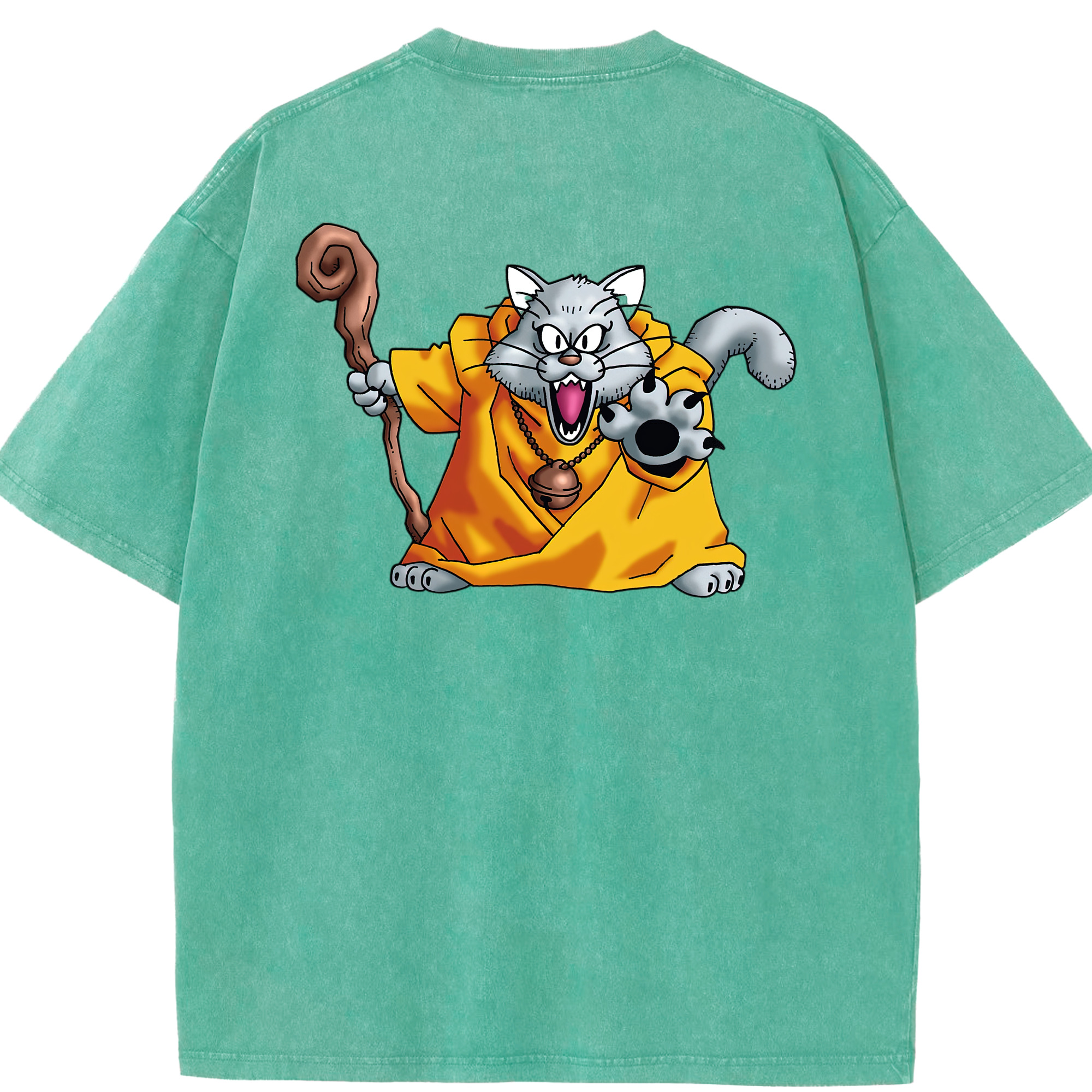 （画像用） ドラゴンクエスト Doragon Kuesuto Dragon Quest 綿100% ヴィンテージ風 半袖Tシャツ（背面プリント）